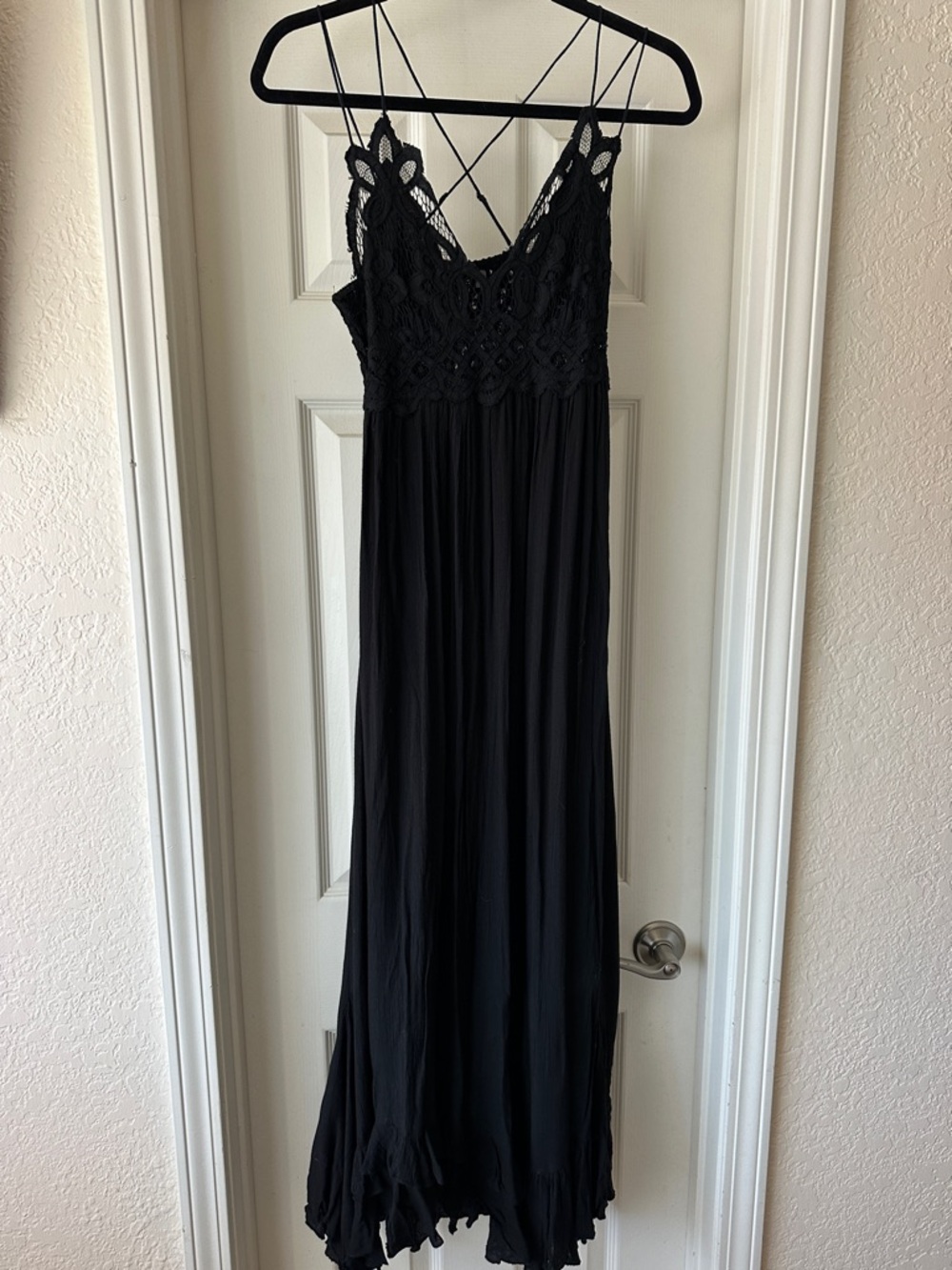 Free People Black Lace Bodice Maxi